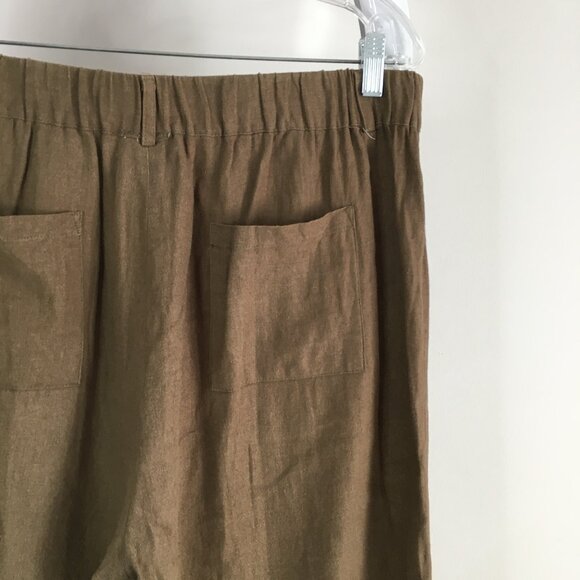 J by JOIE Brown Linen Blend Wide Leg Crop/Ankle Pant - Picture 9 of 12